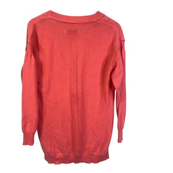 Anthropologie Pilcro Kelly Oversized Cashmere Cardigan Salmon Coral Pockets Sz S - Picture 13 of 13
